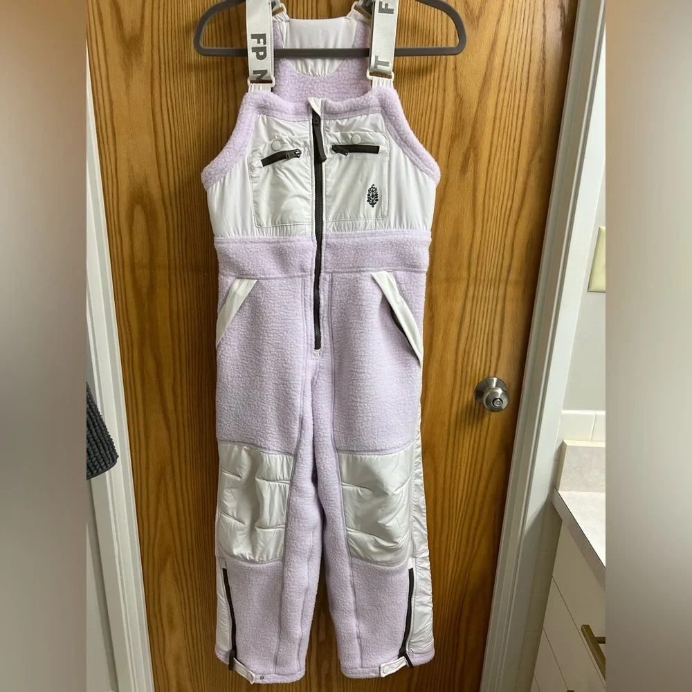 Free People Movement Hit the Slopes High Pile Fleece Snow Bibs Sz Xs - Picture 11 of 16